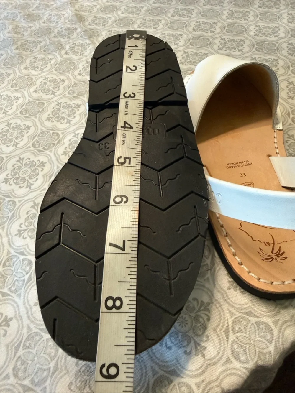 MIBO AVARCAS WHITE MENORCAN SANDALS SiZe 33 = US 1.5Y or US 2Y